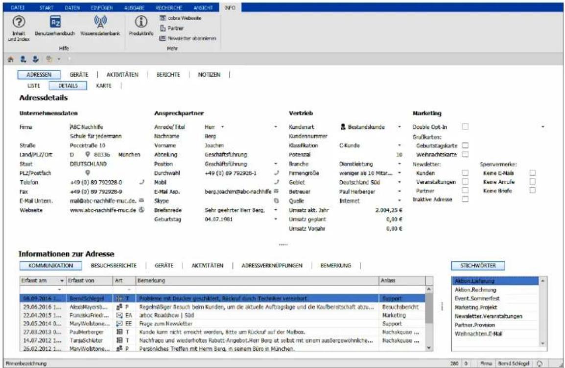 COBRA Adress PLUS 2017 - - in eine Ansicht integriert werden: - 1
