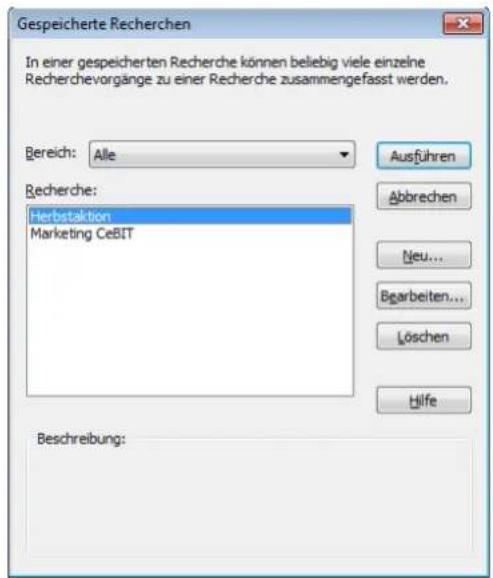 COBRA Adress PLUS 2017 - Gespeicherte Recherchen - 1