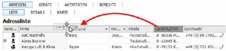 COBRA Adress PLUS 2017 - Spaltenreihenfolge ändern - 1