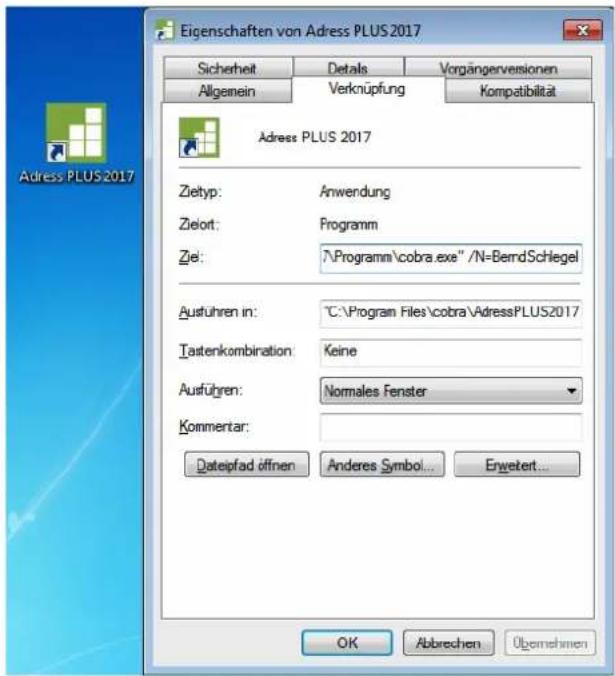 COBRA Adress PLUS 2017 - Verknüpfung zum Programm bearbeiten - 1
