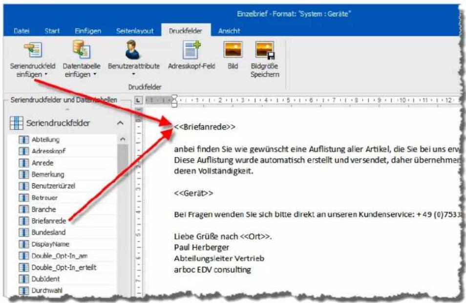 COBRA Adress PLUS 2017 - Feldinhalte aus der Datenbank einfügen - 2