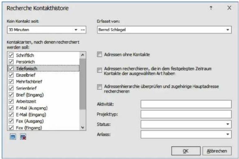 COBRA Adress PLUS 2017 - Kontakthistorie recherchieren - 1
