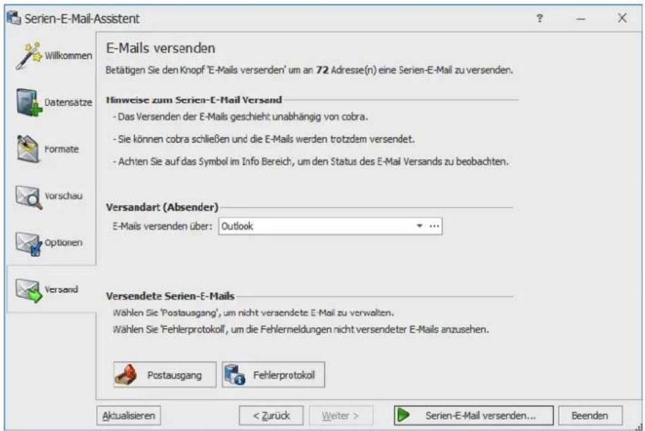 COBRA Adress PLUS 2017 - Schritt 5 – E-Mails versenden - 1