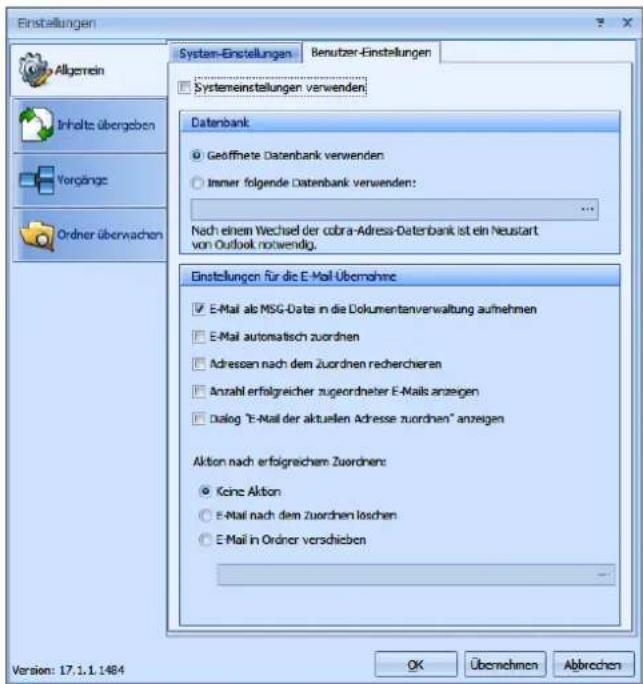 COBRA Adress PLUS 2017 - Benutzereinstellungen - 1
