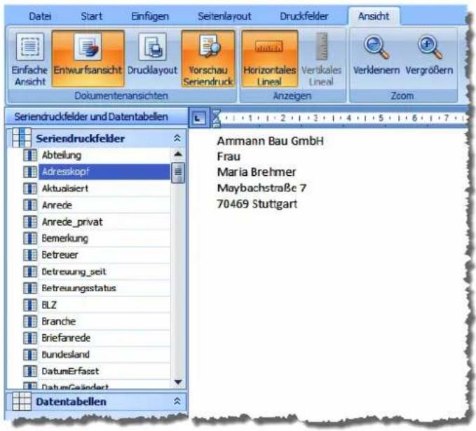 COBRA Adress PLUS 2017 - Feldinhalte aus der Datenbank einfügen - 5