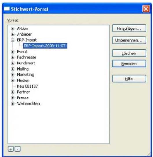 COBRA Adress PLUS 2013 - Stichwortvorrat bearbeiten - 1