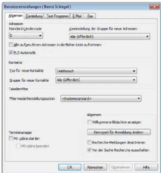 COBRA Adress PLUS 2013 - Voreinstellungen - 1