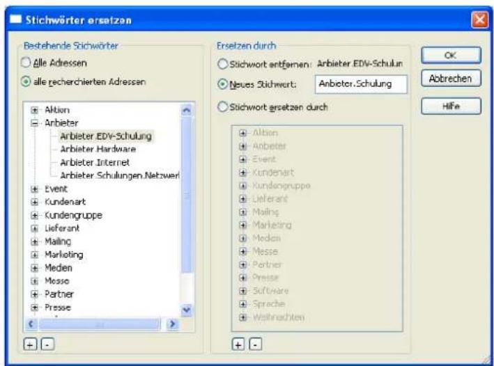 COBRA Adress PLUS 2013 - Stichwörter entfernen und ersetzen - 1