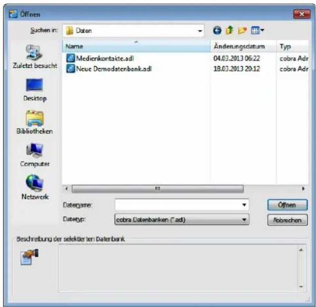 COBRA Adress PLUS 2013 - Datenbank öffnen - 1