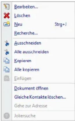 COBRA Adress PLUS 2013 - Kontextmenü für Kontakte und Zusatzdaten - 1