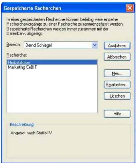 COBRA Adress PLUS 2013 - Gespeicherte Recherchen - 1
