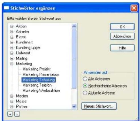 COBRA Adress PLUS 2013 - Ein Stichwort mehreren Adressen zuweisen - 1