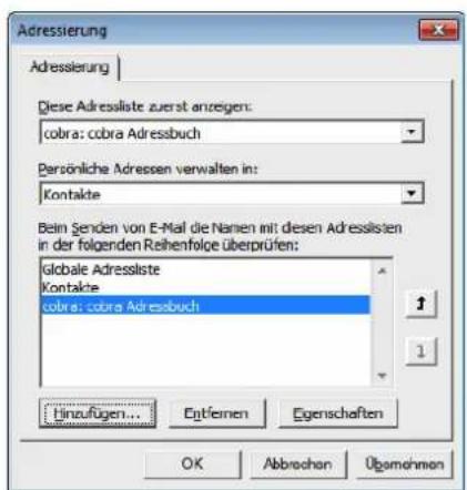 COBRA Adress PLUS 2013 - Outlook 2007 - 6