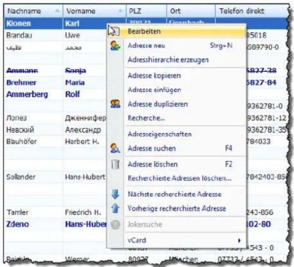 COBRA Adress PLUS 2013 - Kontextmenüs - 1