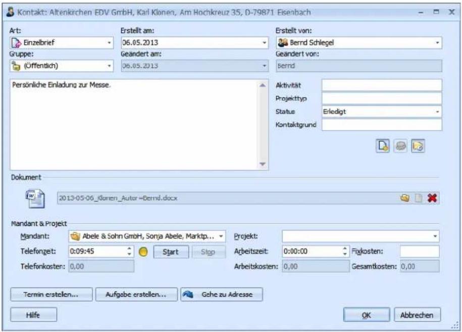 COBRA Adress PLUS 2013 - Einen Kontakt in ein Projekt aufnehmen - 1