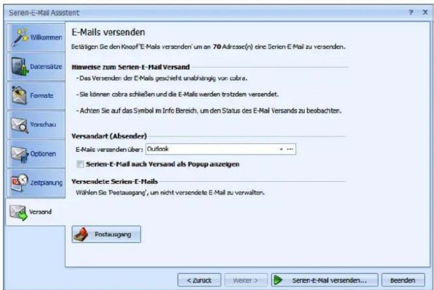 COBRA Adress PLUS 2013 - Schritt 5 – E-Mails versenden - 1