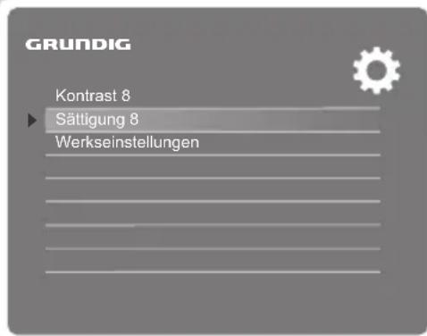 GRUNDIG Kontrast 8 Sättigung 8 Werkseinstellungen