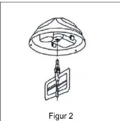 Technical diagram of a mechanical assembly with a dome-shaped component and a supporting base, labeled 'Figur 2' (no text or symbols on the diagram itself)