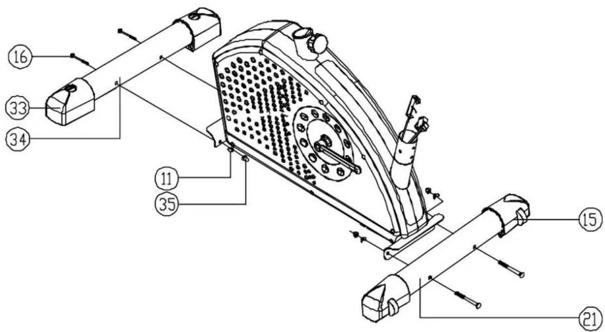 Homesport HTR 3000 - Schritt 1: Befestigung des vorderen und hinteren Stabilisators - 1