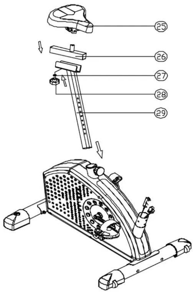 Homesport HTR 3000 - Schritt 3: Befestigung der Sitzstütze und des einstellbaren Sitzes - 1
