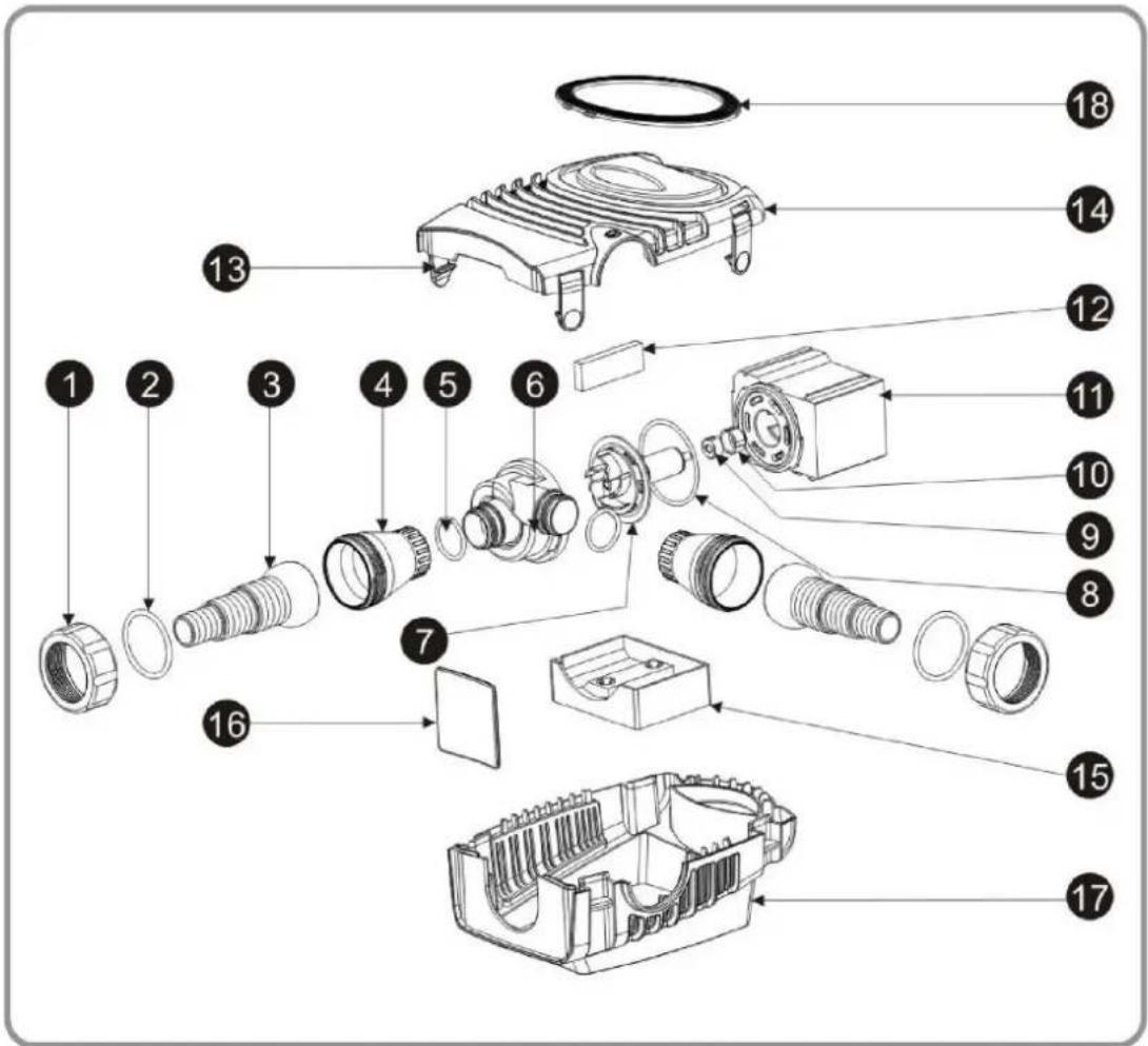 WilTec 51000-51023 - Aufbau der Pumpe: - 1