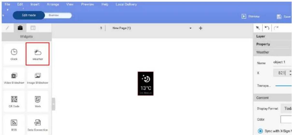 BENQ PL490 - Setting a weather widget - 1