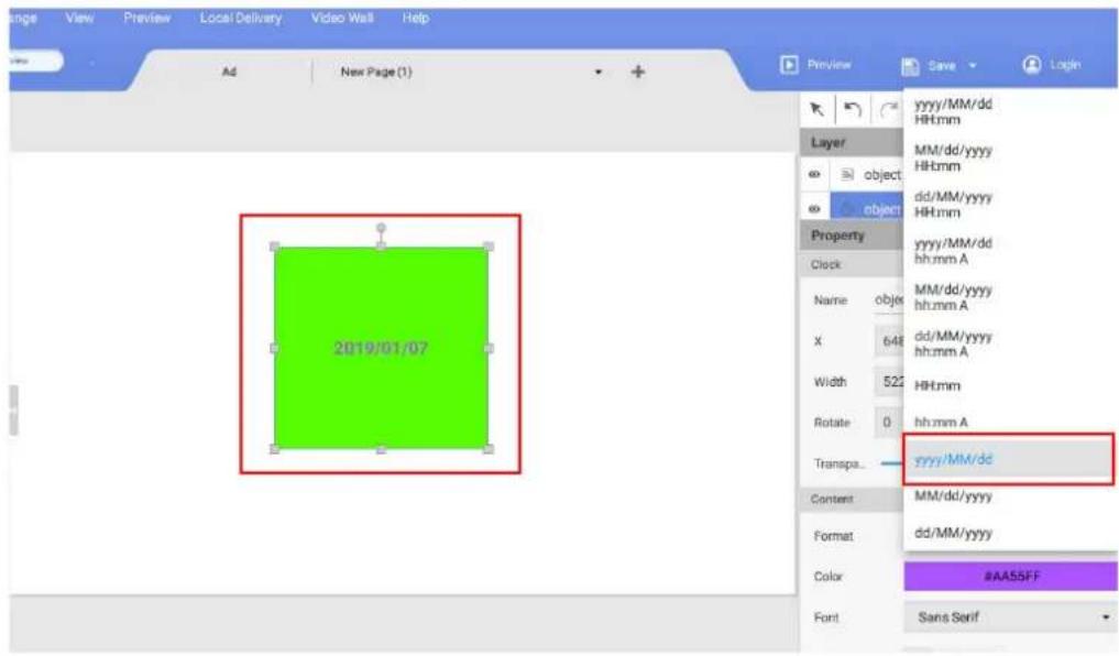 BENQ PL490 - Creating a clock widget in X-Sign Designer - 5