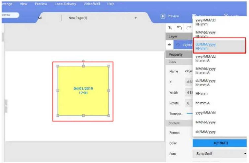 BENQ PL490 - Creating a clock widget in X-Sign Designer - 4