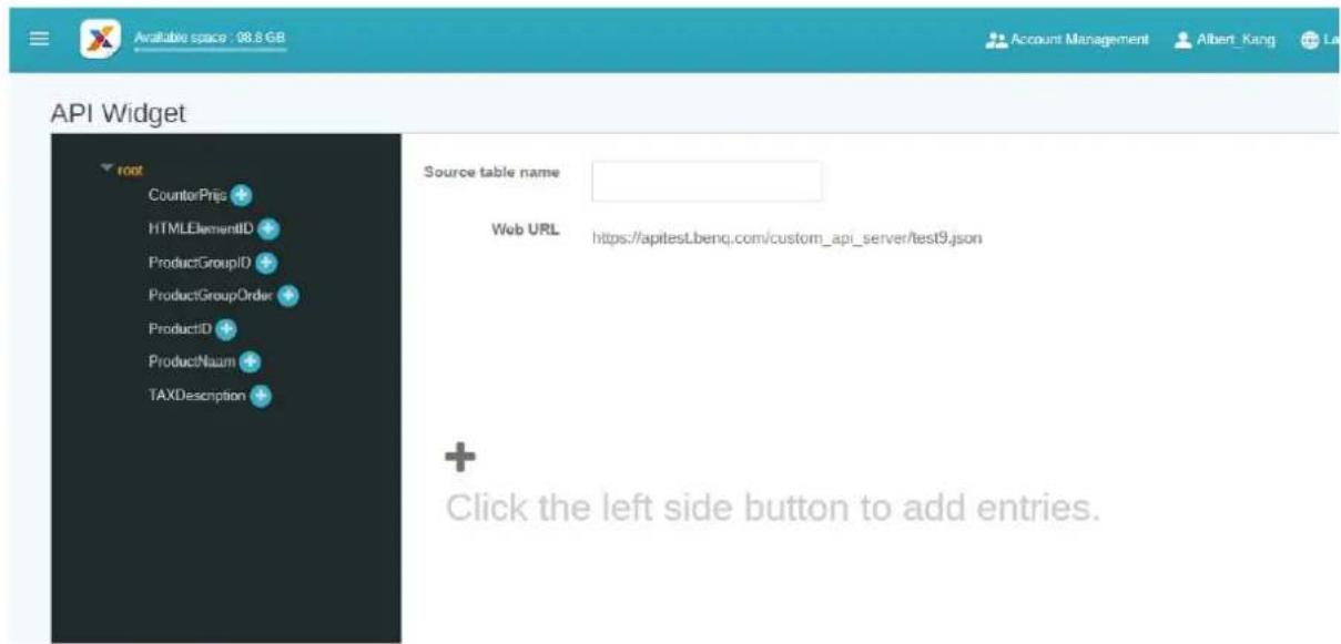 BENQ PL490 - Create the API Widget configuration. - 3