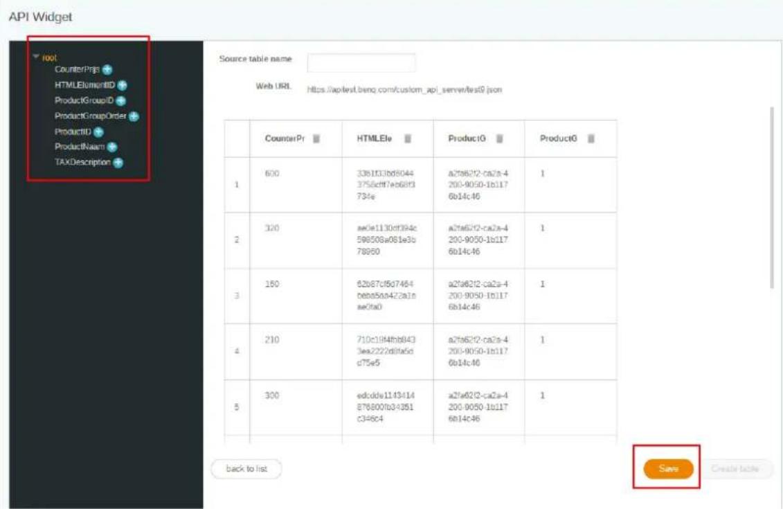 BENQ PL490 - Create the API Widget configuration. - 4