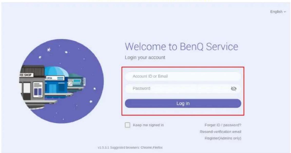 BENQ PL490 - Accessing your account - 1
