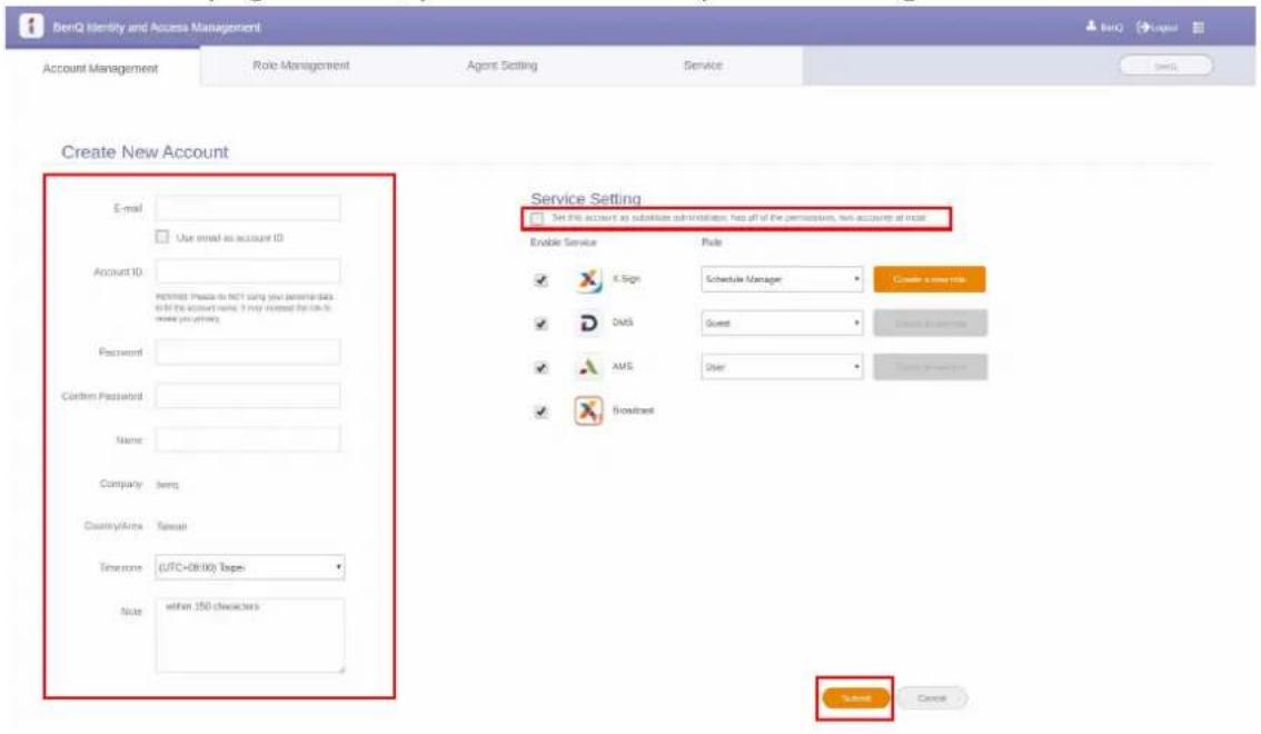 BENQ PL490 - Click Create New Account to proceed. - 3