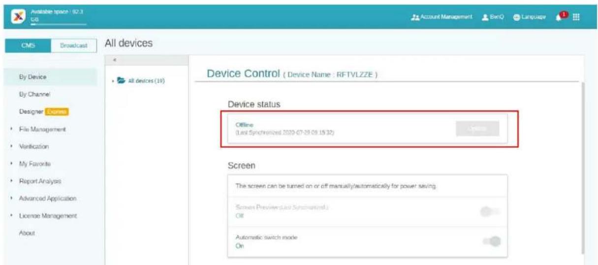 BENQ PL490 - Updating device status immediately - 3