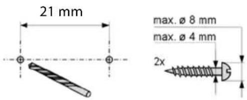 21 mm max. ø 8 mm max. ø 4 mm 2x