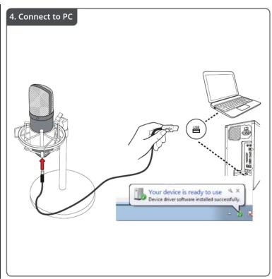 4. Connect to PC Your device is ready to use % X Device driver software installed successfully.