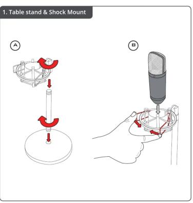 1. Table stand & Shock Mount A B