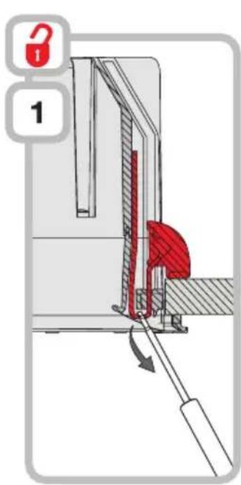 Diagram showing a mechanical assembly with labeled parts and directional arrows indicating motion or movement.
