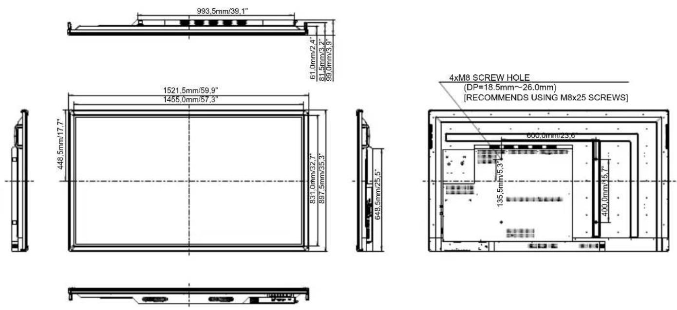 IIYAMA ProLite TE6568MIS - ABMESSUNGEN - 1