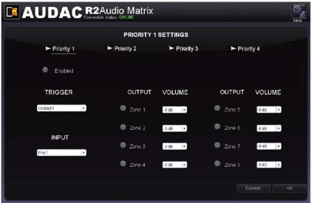 Audac R2 - Auswahl Priority–Eingang - 1