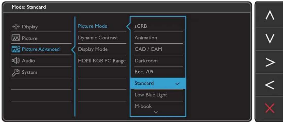 BENQ PD2710QC - Picture Advanced menu - 1