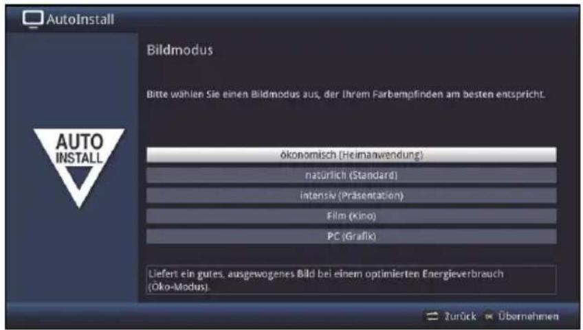 AutoInstall Bildmodus Bitte wählen Sie einen Bildmodus aus, der Ihrem Farbemplinden am besten entspricht. ökonomisch (Heimanwendung) natürlich (Standard) intensiv (Präsentation) Film (Kino) PC (Grafik) Liefert ein gutes, ausgewogenes Bild bei einem optimierten Energieverbrauch (Öko-Modus).