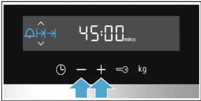 SIEMENS EQ521CA00Z - Mit Taste – oder + die Dauer einstellen. - 1