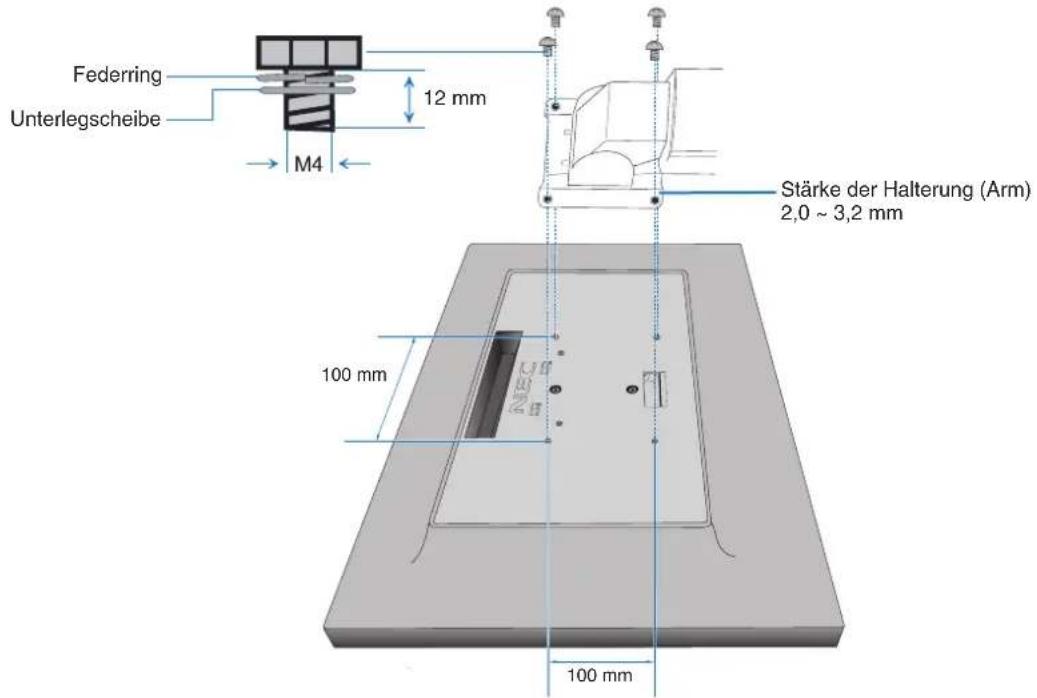 Federring Unterlegscheibe M4 12 mm Stärke der Halterung (Arm) 2,0 ~ 3,2 mm 100 mm 100 mm