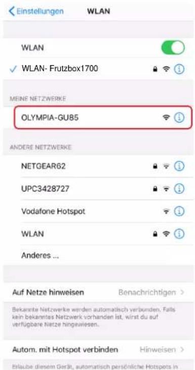 Einstellungen WLAN WLAN ✓ WLAN- Frutzbox1700 MEINE NETZWERKE OLYMPIA-GU85 ANDERE NETZWERKE NETGEAR62 UPC3428727 Vodafone Hotspot WLAN Anderes ... Auf Netze hinweisen Benachrichtigen > Bekannte Netzwerke werden automatisch verbunden. Falls kein bekanntes Netzwerk vorhanden ist, wirst du auf verfügbare Netze hingewiesen. Autom. mit Hotspot verbinden Hinweisen > Erlaube diesem Gerät, automatisch persönliche Hotspots in