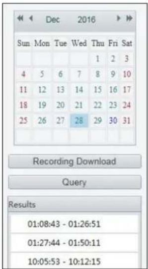 Geovision UVS-ABL1300 - On the right, select a date and click Query. - 1