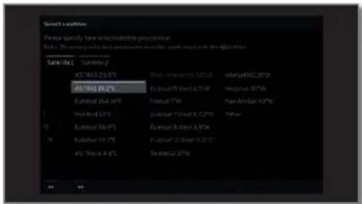LOEWE Bild 4 - Setting options for the satellite system (2 satellites on 22 kHz switchbox / 2 satellites on toneburst switch): - 1