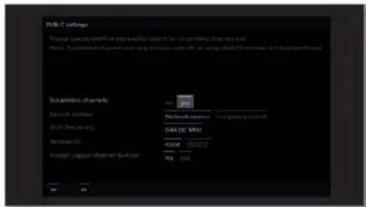 LOEWE Bild 4 - Setting options for DVB-C reception: - 4