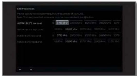 LOEWE Bild 4 - Setting options for the satellite system (DiSEqC one cable communal system): - 10