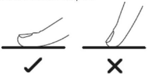 Diagram showing two hand positions with checkmark and cross symbols, likely indicating correct and incorrect states.