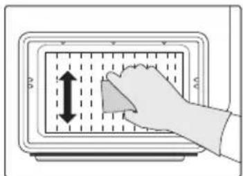 Diagram showing a hand pressing down on a device with directional arrows and measurement labels